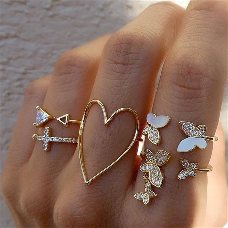 ⭐ 10-Piece Rhinestone Ring Set