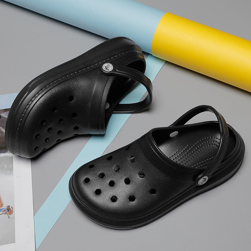 🔥 All-Black EVA Casual Hole Sandals – Lightweight, Breathable & Built for Comfort!