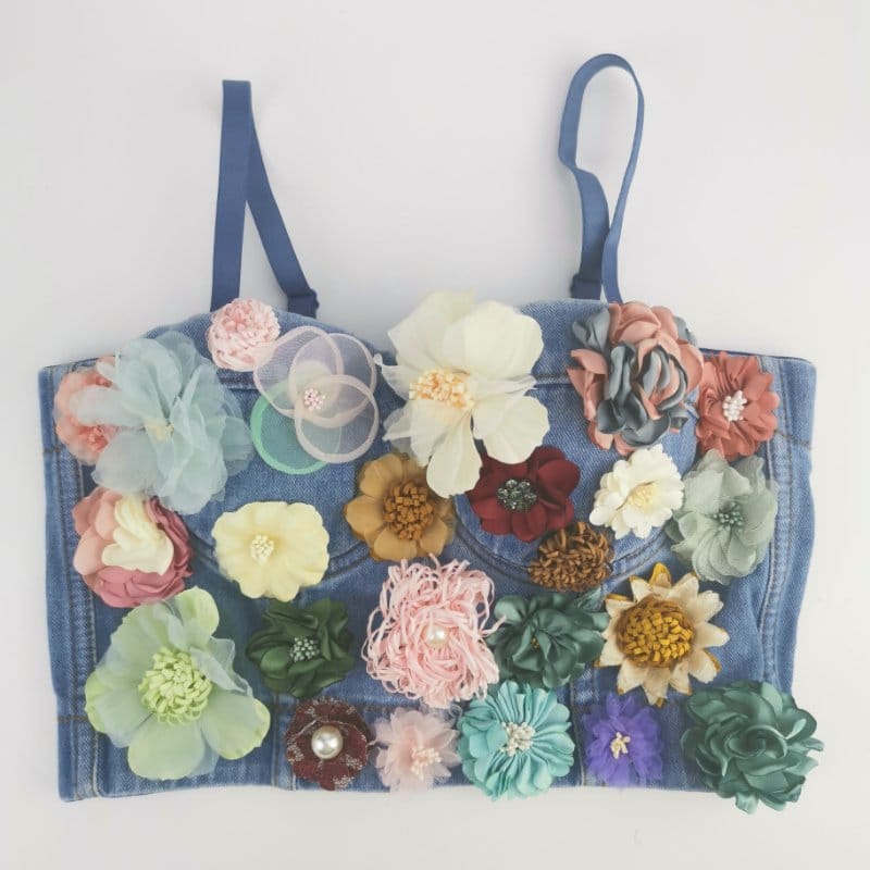 Denim Blue Floral Fantasy Camisole