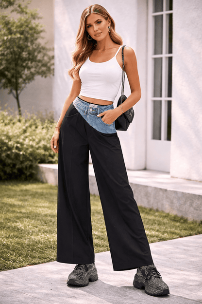 Midnight Elegance Wide-Leg Trousers