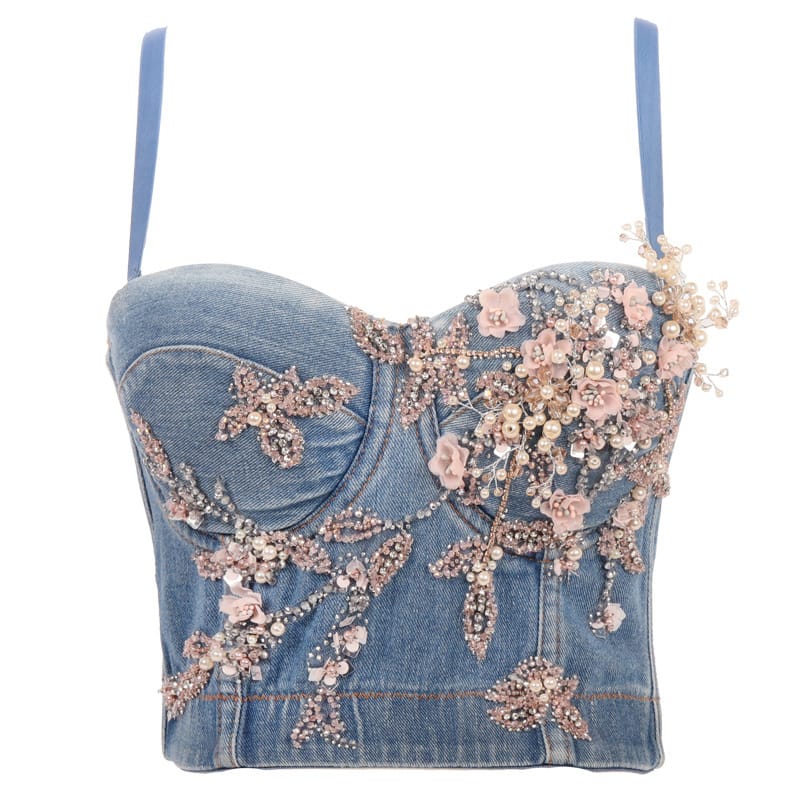 Denim Blue Floral Fantasy Camisole