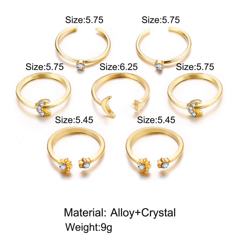 ⭐ 10-Piece Rhinestone Ring Set