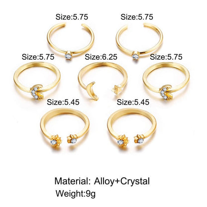 ⭐ 10-Piece Rhinestone Ring Set