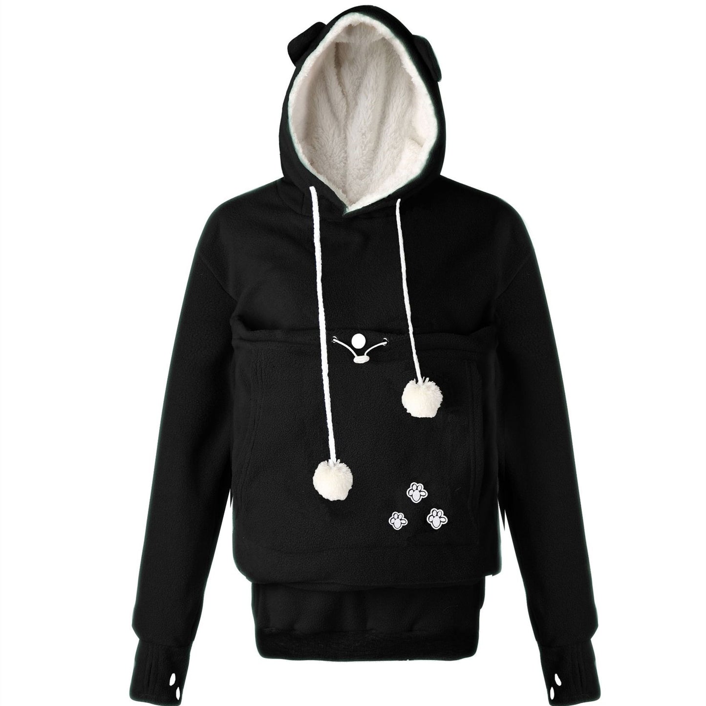 Embroidery Big Pocket Pullovers Women Sweatshirt Autumn Winter Warm Fashion With Cat Lovers Pet Dog Hoodies