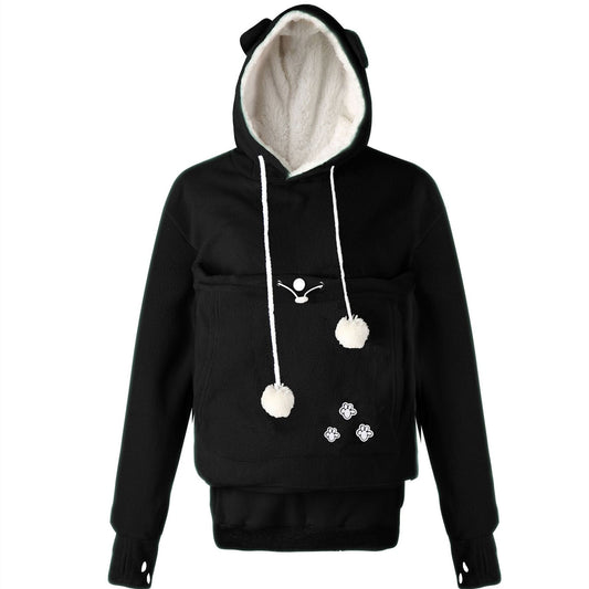 Embroidery Big Pocket Pullovers Women Sweatshirt Autumn Winter Warm Fashion With Cat Lovers Pet Dog Hoodies