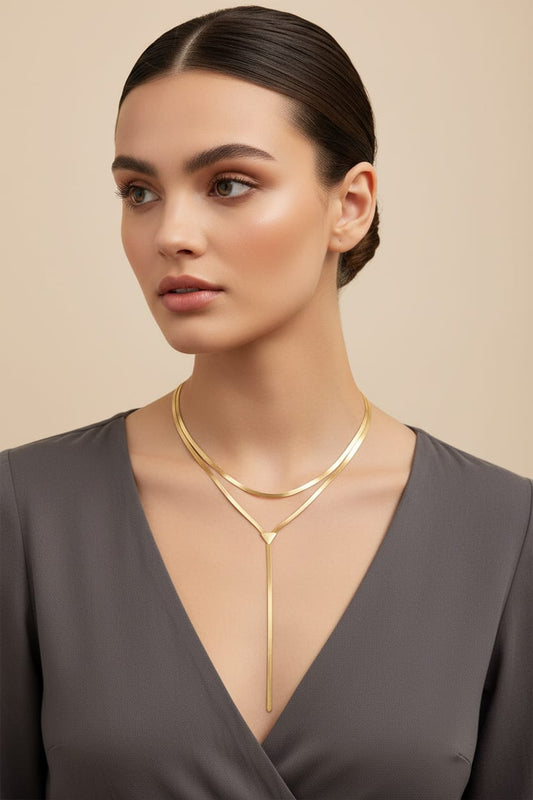 ✨ Geometric Snake Chain Pendant Necklace