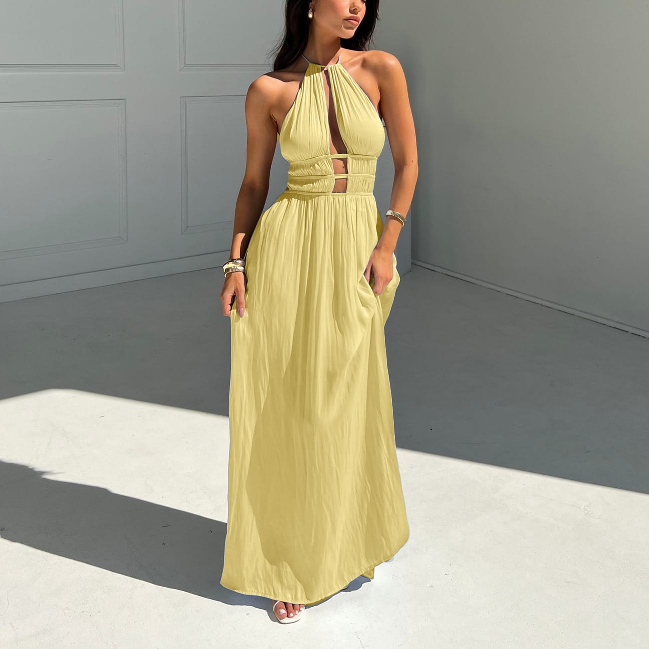 Women's Sleeveless One-Step Maxi Dress